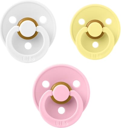 Bibs fopspeen 0-6 maand set 3 stuks Baby Pink,White en Sun Shine maat 1
