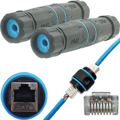Allecto - Waterdichte RJ45-koppeling - Ethernet-kabelconnector - Ip68