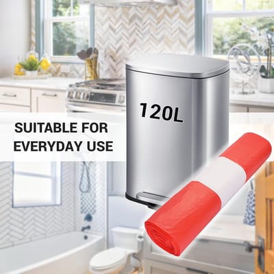 Vuilniszakken - Afvalzakken Prullenbak - Huishoudelijk Afval - Lekbestendig Materiaal - 120 Liter 70x110cm - Rood