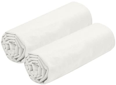 Stof Textiles Hoeslaken Eden - 2x - 2-persoons - 180 x 200 cm - ivoorwit - hotelkwaliteit - ademend katoen - 30 cm matrasdikte