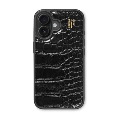 iDeal of Sweden Vegan Leather geschikt voor MagSafe Backcover geschikt voor iPhone 17 - Black Croco - Zwart
