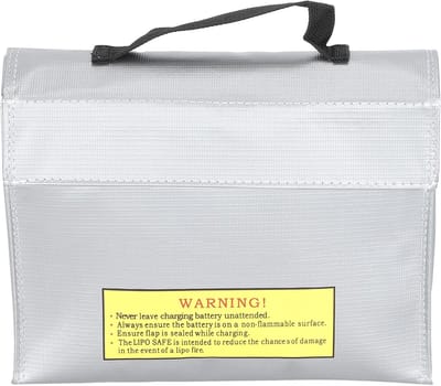 Batterij Beschermtas - Veilige Opbergzak - Accu Opslag - Brandvertragende Vezel - 24 cm - Zilver