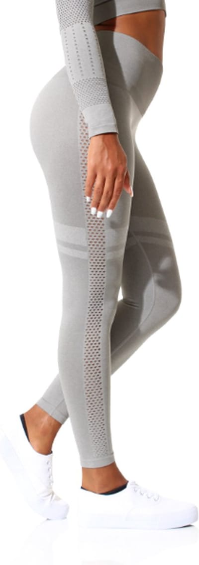 Dames sportlegging - Hoge taille - Grijs Melange - Maat L