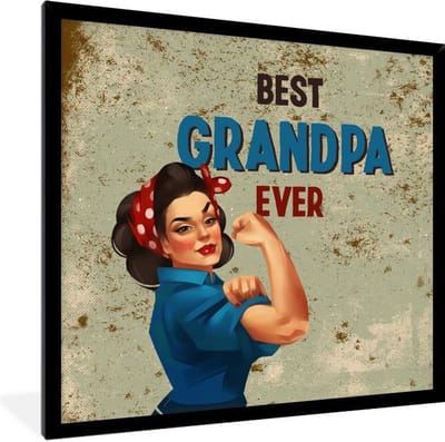 Fotolijst incl. Poster - Opa - Quote - Best grandpa ever - Spreuken - 40x40 cm - Posterlijst