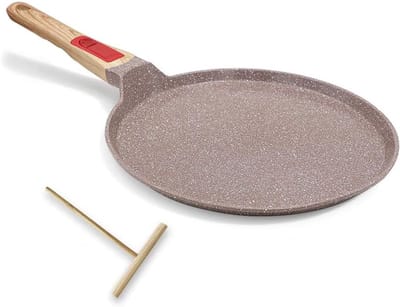 Pannenkoekenpan - Crêpe pan - Ontbijt maken - Keramische antiaanbaklaag - 25 cm - Bruin
