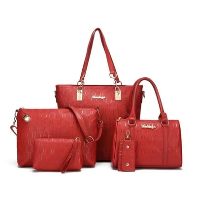 Bovista Handtas Dames - Schoudertas - School - Shopper - Schooltas - Werktas - 5-Delige Set - Rood