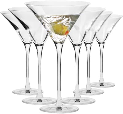 KROSNO | Martini cocktail glazen | Set of 6 | 250 ML | Loodvrij kristalglas | Divine collectie | Perfect voor thuis, Restaurants en Feesten | Vaatwasser Veilig