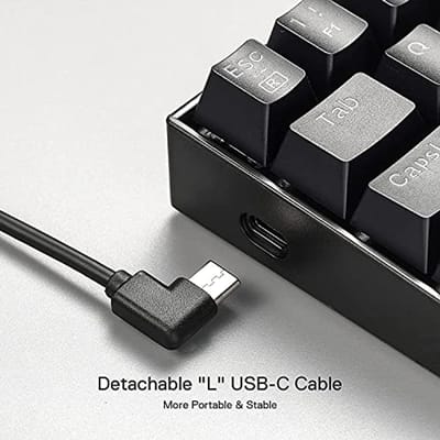 Compact Mechanisch RGB Gamingtoetsenbord met 61 Toetsen en Blauwe Schakelaars