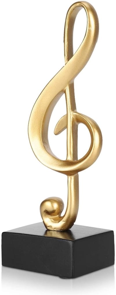 Dailygoods- Muzieksculptuur Driedimensionaal - Decoratie Woonkamer - Tafeldecoratie - Goud/Zwart - Geschikt voor Kantoor - 5,8 x 4,9 x 17,3 cm