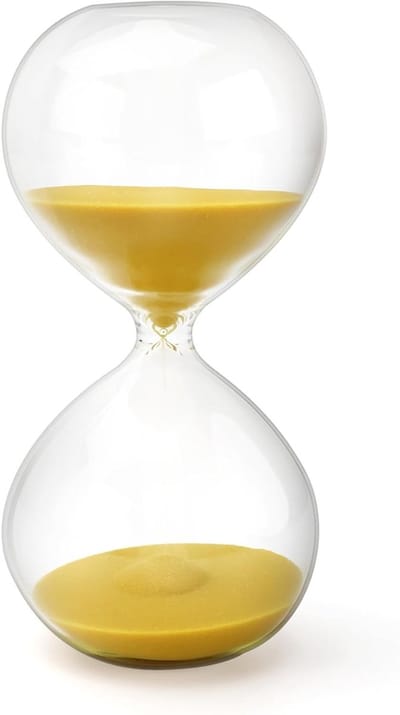 Grote zandloper van 60 minuten, 6.3 x 6.3 x 13 cm, decoratieve zandtimer voor kinderen, kantoor en keuken