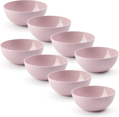 Plasticforte kommetjes/schaaltjes - 8x - dessert/ontbijt - kunststof - D17 x H7 cm - roze - BPA vrij