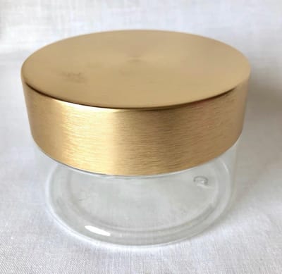 Transparant lege plastic pot 200 ml met mooie gouden deksel - ( 10 stuks in een set )