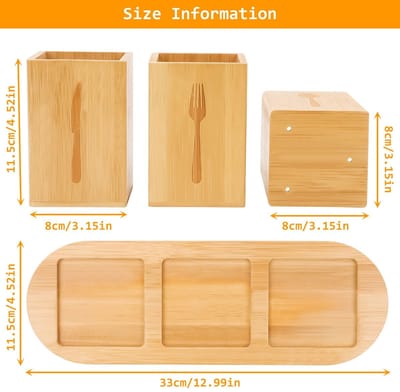 Dailygoods- Besteklade Hout - 3-Piece Bestekbak - Uitschuifbare Organizer - Keukenkastorganizers - 33 x 11,5 cm - Efficiënte Organisatie - Bestekorganizer