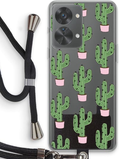 Case Company® - Hoesje met koord geschikt voor OnePlus Nord 2T hoesje met Koord - Cactus Lover - Telefoonhoesje met Zwart Koord - Bescherming aan alle Kanten en Over de Schermrand