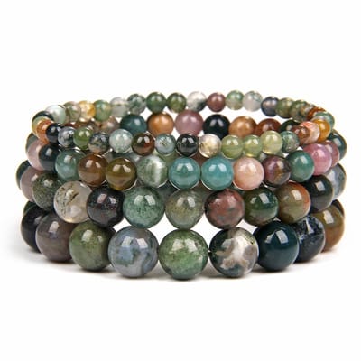 Bixorp Gems Indiaanse Agaat Edelsteen Armbanden set 4mm + 6mm + 8mm + 10mm - Edelstenen Armbanden Bundel Cadeau