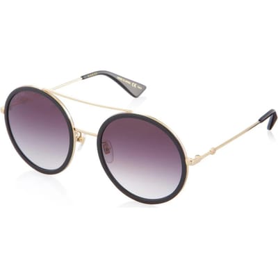 Gucci Zonnebril GG0061S 001 Zwart Goudgrijs Verloop