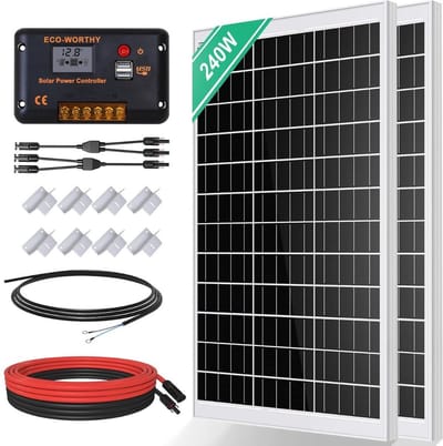 Thuys – Zonnepanelen Compleet Pakket – Plat Dak – Met Stekker – 2 Panelen – 240 Watt