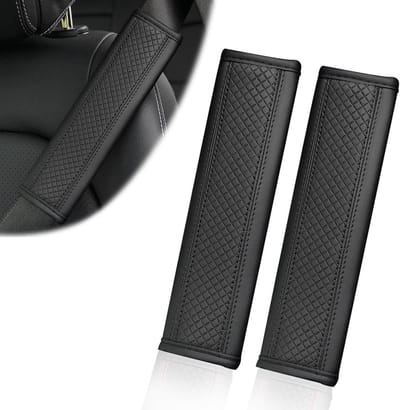 2 Stuks Zitveiligheid Kussens voor Auto - Comfortabele Autogordel Covers van Kunstleer, Ideaal voor Volwassenen, Reizen en Rugzakken
