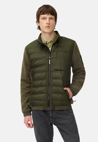 camel active Blouson in Gewatteerde-Fleece Mix - Maat menswear-48 - Bosgroen