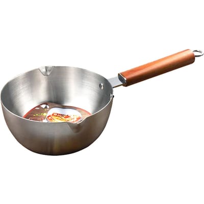Melkwarmer Pot Roestvrij Staal Voorkomt Plakken Houten Handvat Verdikte Boter Smeltpan 22cm gray