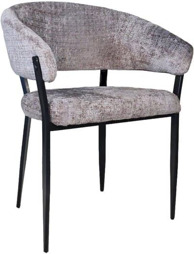 SET DEAL: 4 stuks Eetkamerstoel Japandi met armleuning Ziva chenille taupe eetstoel zetel