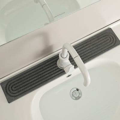 Kraanmat - Aanrechtmat - Absorberende stenen mat - Sneldrogend - Woondecoratie - Geschikt voor de meeste kranen - Geschikt voor badkamers-keukens en wastafels - grijs - 40*10*1 cm-Kraan niet inbegrepen