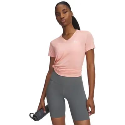 Under Armour Tech Dames Fitness T-shirt 1384227-603 - Kleur Roze - Maat S