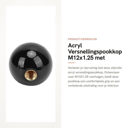 Dailygoods - Acryl Versnellingspookkop M12x1.25 met Adapters