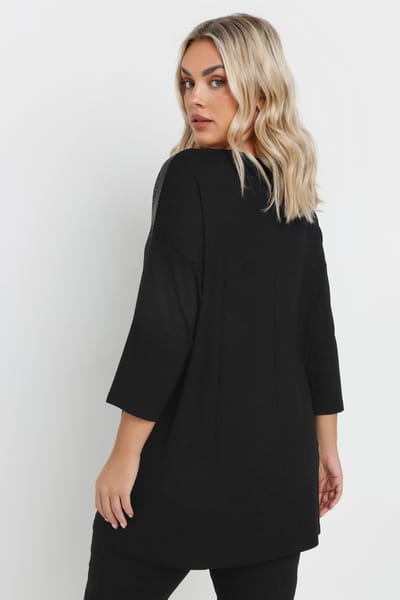 Yours Top Met Meshinzet Met Paillettenversiering In Zwart Size 46
