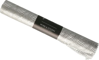 Home & Styling Decoratie stof/tafellopers - 2x - zilver - relief - 30 x 500 cm - tafelkleden