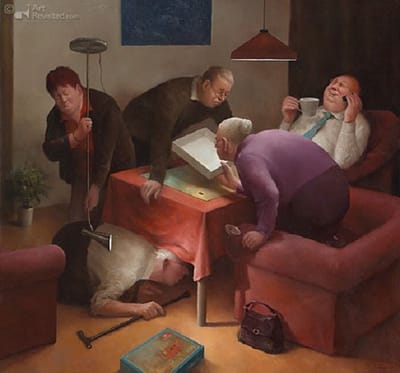 Art Revisited Giclée op canvas Marius van Dokkum - Onder Moeders paraplu 30 x 30 cm (wanddecoratie)