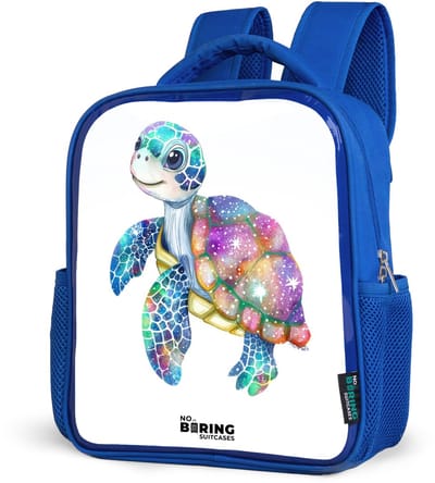 NoBoringSuitcases.com® - Rugzak blauw - Schooltas jongens - zeeschildpad vol kleuren - Kinder rugtas jongen - Boekentas kind - Kinderrugzak voor school - Schoolrugzak