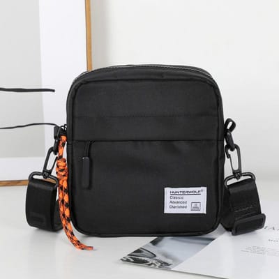 Mini sac à bandoulière décontracté de marque de luxe pour sac de téléphone sac de messager pour hommes petit sac à bandoulière latéral pour hommes sac de poitrine Oxford léger pour garçon noir