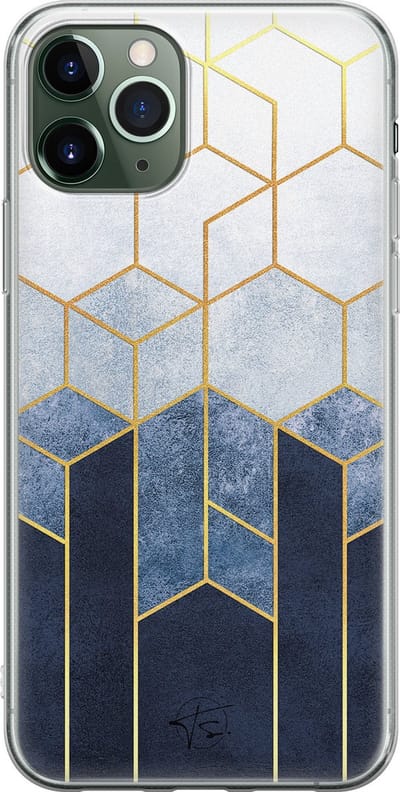 Hoesje geschikt voor iPhone 11 Pro Max - Geometrisch fade art - Soft Case - TPU - Print - Blauw - Mooie Telefoonhoesjes