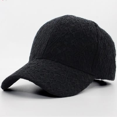 Casquette de Baseball Florale en Dentelle Respirante Élégante Casquette de Baseball en Maille Creuse Réglable Chapeau de Soleil d'Extérieur Pour Femmes black