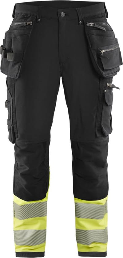 Blaklader High Vis 4-weg-stretch werkbroek 1993-1642 - Zwart/High Vis Geel - C146