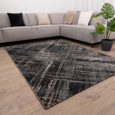 Zwart Tapijt Laagpolig Vloerkleed Koho Impressive - 80x150cm- Modern - Woonkamer - Salon - Slaapkamer - Eetkamer