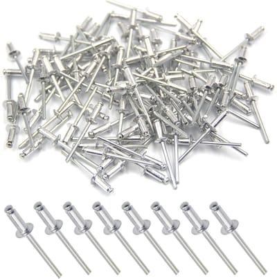 Aluminium Blinde Klinknagels - Popnagels Pak - Metaal Verbinden - Boorstaart Ontwerp - 100 stuks 4x10mm - Zilver