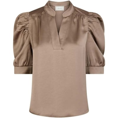 Regular fit blouse van satijn met pofmouwen model 'Roella'