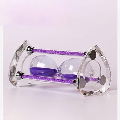 Zandloper Kristal - Zandklok Decoratie - Keuken Timer - Hartvormige Voet - 17 cm Hoog - Goud