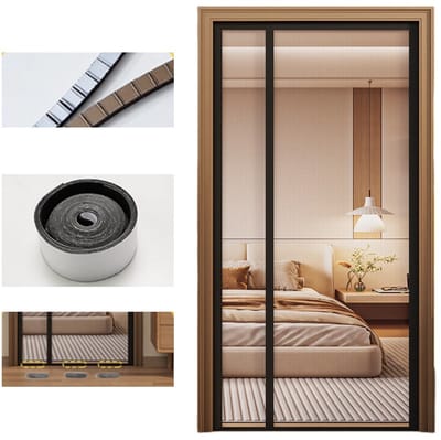 Magnetische hordeur met doorlopende magneetstrip – Magnetisch horgordijn – Privacyhor zonder boren – Eenvoudige montage – Geschikt voor deuren en balkons – Insectenwerend – Hordeur voor terras – Horgaas – Verticaal horgordijn – 160*200cm