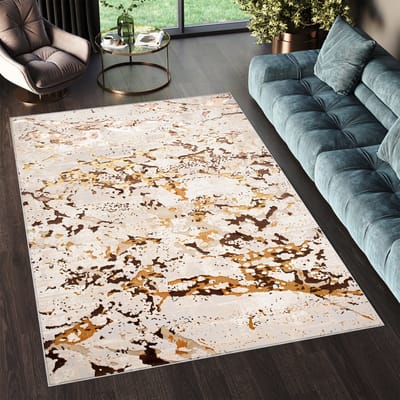 Tapiso Golden Vloerkleed Tapijt Woonkamer Laagpolig Maat- 200x300