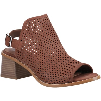Hush Puppies Louise Hakken Leren Dames Bruine Sandalen