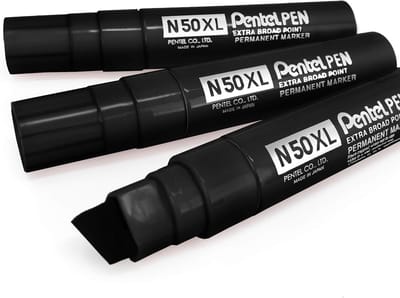 Pentel N50XL extra grote brede permanente marker - beitel tip - Pack van 3 - zwart