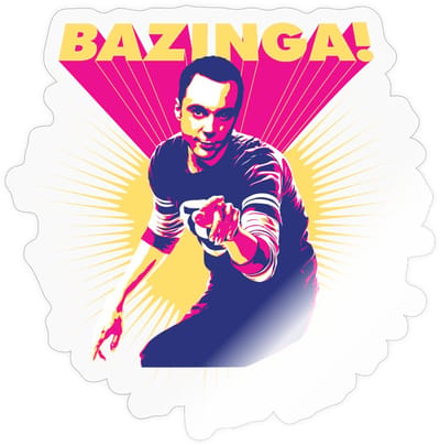 The Big Bang Theory Sheldon Cooper Bazinga Sticker maat S (10 x 10 cm)