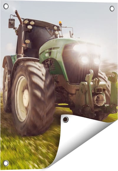 Gards Tuinposter Tractor op het Gras - Trekker - 40x50 cm - Tuindoek - Tuindecoratie - Wanddecoratie buiten - Tuinschilderij