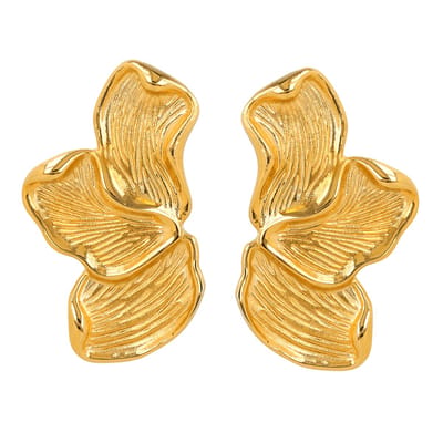 My Bendel - My Bendel Goudkleurige Statement Oorbellen – Stainless Steel met 14k Goudkleurige Coating - met Luxe Cadeauverpakking | Sieraden Voor Dames