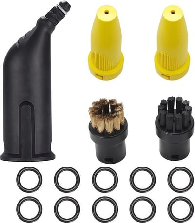 Stoomreiniger Accessoires - Reinigingsborstels - Grondig Schoonmaken - Duurzaam Materiaal - 10 Delig - Zwart Geel