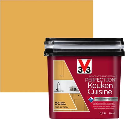V33 Perfection Keuken - Mosterd - 0,75 l - Zijdeglans - 12 m²/l - Afwerkingslaag