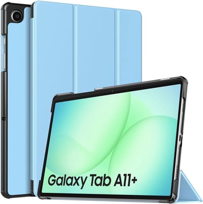Hoes geschikt voor Samsung Galaxy Tab A11 Plus - Arara Trifold Bookcase TabletHoes - Licht Blauw